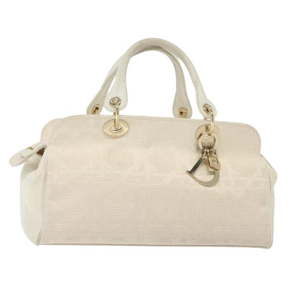 DIOR Canage Hand Bag Canvas White Gold - Picture 1 of 13